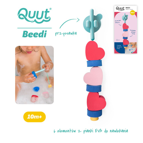 QUUT Klocki piankowe do nawlekania do kąpieli Beedi Hearts