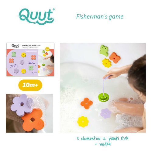 QUUT Zestaw piankowych naklejek do kąpieli z wędką Frog pond